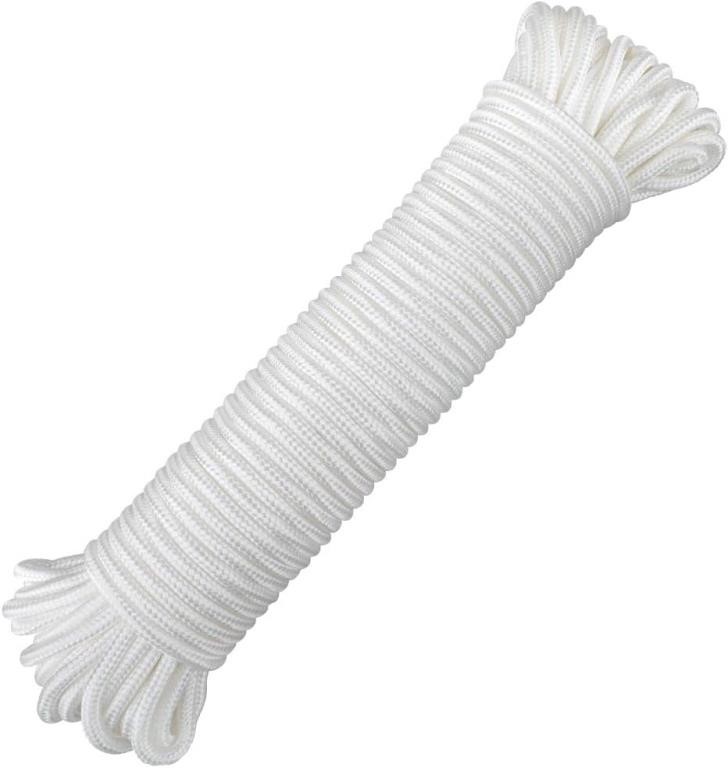 (N) joycraft 98Ft x 6mm Nylon Rope, White Nylon Po