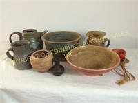 LOT - ASSORTED HANDMADE HIPPIE POTTERY FROM 1960'S