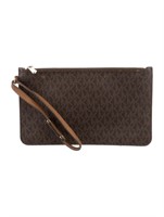 Michael Kors Brown Coated Canvas Clutch