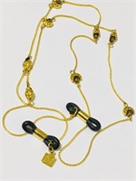 Vintage CMc golden  glasses strap necklace acorn