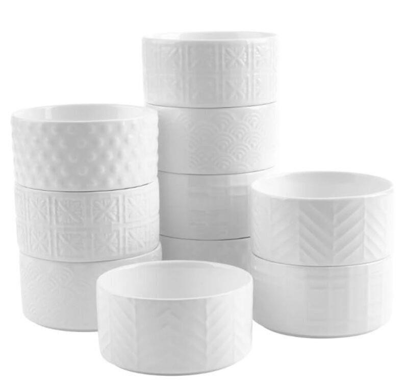 10-Pc Trudeau Procelain Bowls Set, White