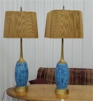 Retro Pair of blue lamps