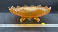 Carnival Glass Footed Dish (10"diam). (M91)