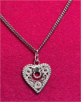Sterling Silver Heart Pendant on 18" Sterl. Chain