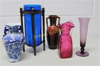 Selection of Vases incl Cranberry. Amamethyst