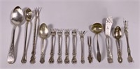 Sterling silver: 14 pieces - 298g, pickle forks,