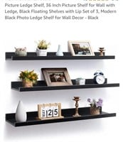 NEW Set of 3 Floating Ledge Shelves, 36"  - Black