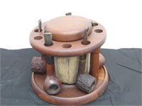 Vintage Pipe Collection with Tobacco Jar Holder
