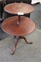 ANTIQUE 2 TIER 3 FOOTED TABLE
