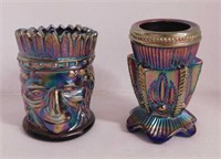 Vintage cobalt carnival glass: Native American