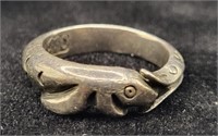 Taxco .990 Silver Fish Eating Tail Ring Sz 6.5