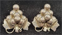 Sterling .925 Grape Cluster Clip On Earrings