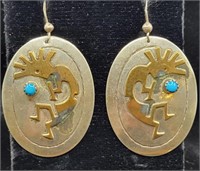 Sterling .925 Kokopelli Pierced Earrings