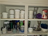 2 Shelves of Misc Cups Glasses & Mugs