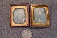 Antique Double Daguerreotype of Man & Woman.