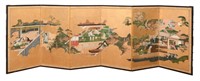 Japanese Byobu Six Panel Screen, Edo