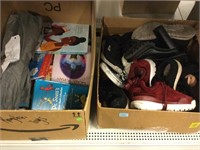 Assorted shoes, childrens books and more.