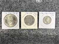 Bicentennial IKE , Kennedy, Washington Coins