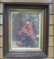Victorian framed 8" x 10" print of a young girl