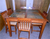 Bar Height Table & 6 Chairs;
