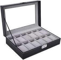 LEATHER 12-WATCH BOX JEWELRY CASE