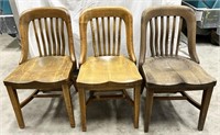 NO SHIPPING: 3pc vintage wood chairs