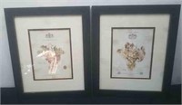 Two 12.5 x 15 in picture frames with framed and