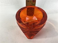 MCM Viking Art Glass Amber Orange Ashtray