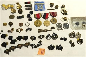 Lot of Military Pins, USMC Ring, Medals, Ribbons
