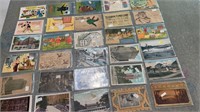 Historical comic postcards 1900's with 1 cent stam