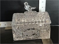 Lead Crystal Container with Decorative Birds