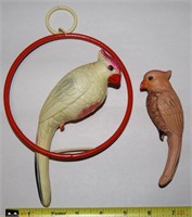 Vtg Celluloid Parrot on Ring Toy + 2nd Tropical