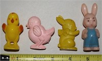 (4) Vtg Plastic Easter Toys w/ Knickerbocker Chick