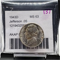 1943-D MS63 JEFFERSON SILVER WAR NICKEL