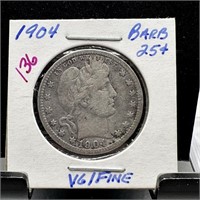 1904 BARBER SILVER QUARTER