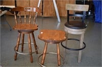 2 Vintage Wood Chairs & 1 Stool
