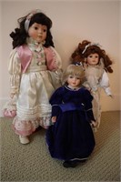 3pc Vntg Porcelain Dolls