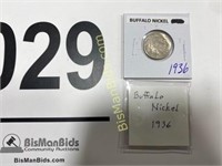 Lot of 2 Buffalo Nickels - 1936