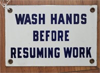 "Wash Hands" Single-Sided Porcelain Sign