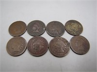 Lot of 8 1800's Indian Head Pennies