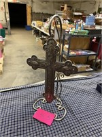 METAL CROSS ON STAND