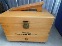 Ronson Rotomatic magnetic shoe shine wooden box