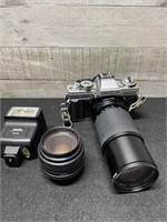 Minolta XG-M Camera With Extra Lens & Flash