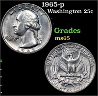 1965-p Washington Quarter 25c Grades GEM Unc