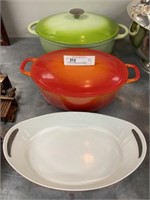 (3) Pieces of European Cast Iron Enameled Cookware