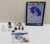 Morton's Salt Metal Sign w/ Marbles & Smalls