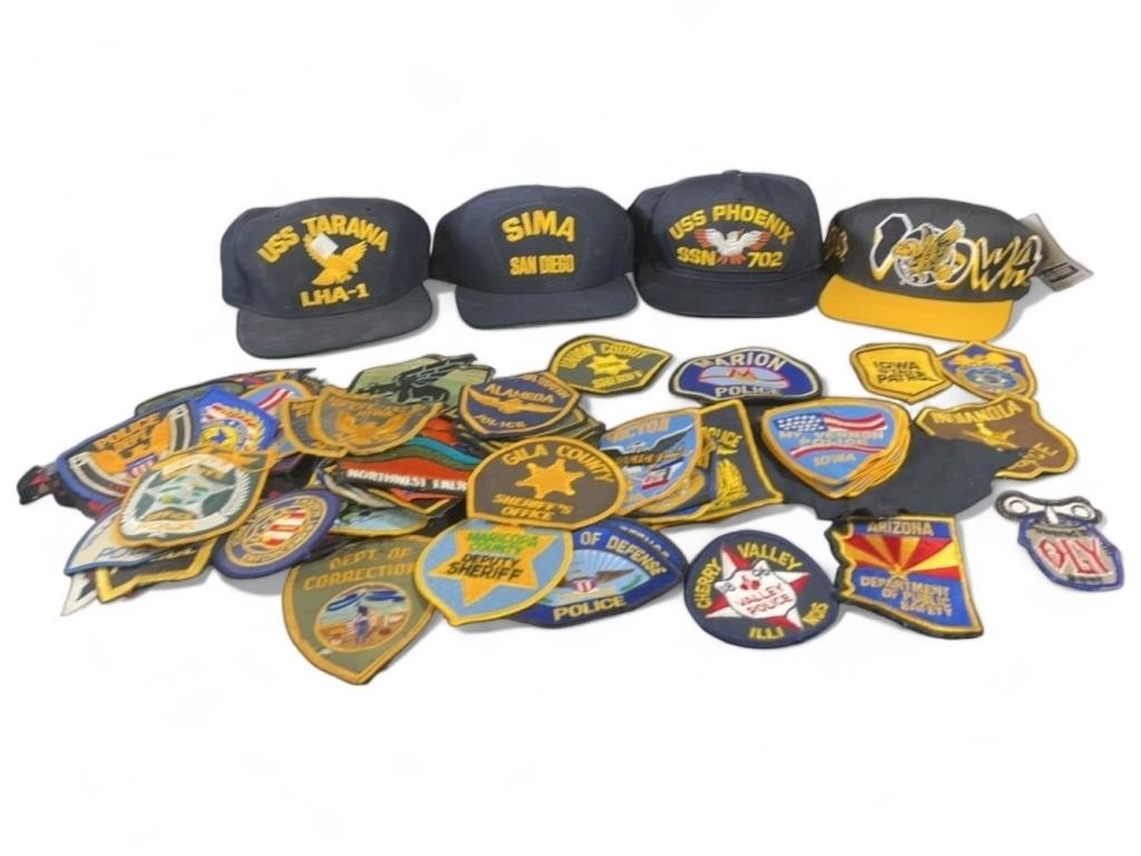 Four adjustable hats, law enforcement and military
