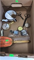 Pocket watches, Scissors, thimbles, shaving items