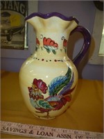 Rooster Pitcher - Hand Painted Ceramic 10"