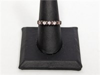 .925 Sterling Pink Stone Band Sz 8.5